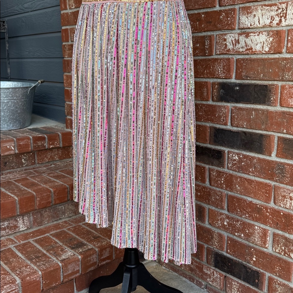Laundry By Shelli Segal Pink Gold Metallic One Shoulder Midi Dress Size 12 NWT - Picture 3 of 7